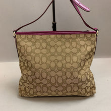 Load image into Gallery viewer, Coach Signature Canvas Purple Leather Trim File Messenger Crossbody Purse (10x13x2&quot;)
