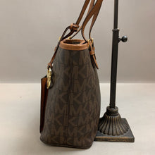 Load image into Gallery viewer, Michael Kors MK Logo Print Coated Canvas Leather Trim Jet Set Tote Purse (9x13x5&quot;)

