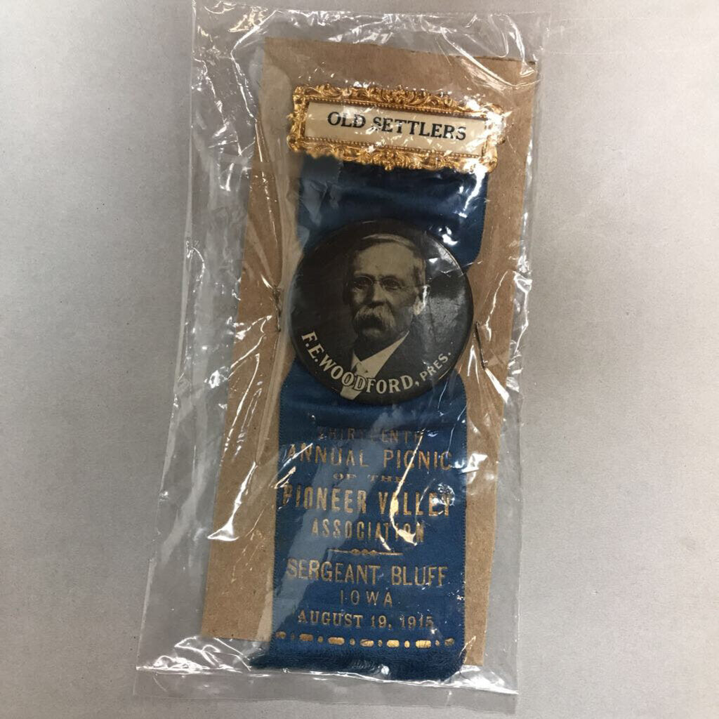 Old Settlers / 13th Annual Picnic of the Pioneer Valley Association Ribbon, Sergeant Bluff, Iowa (1915) (~6.25x2.25)