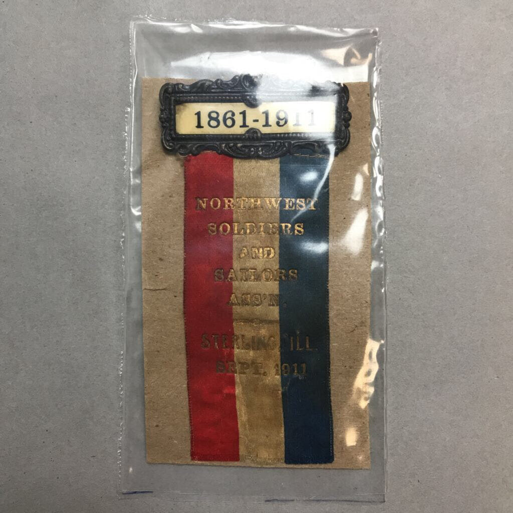 Northwest Soldiers & Sailors Association Ribbon 1861-1911; Sterling, Illinois (4.25x2)