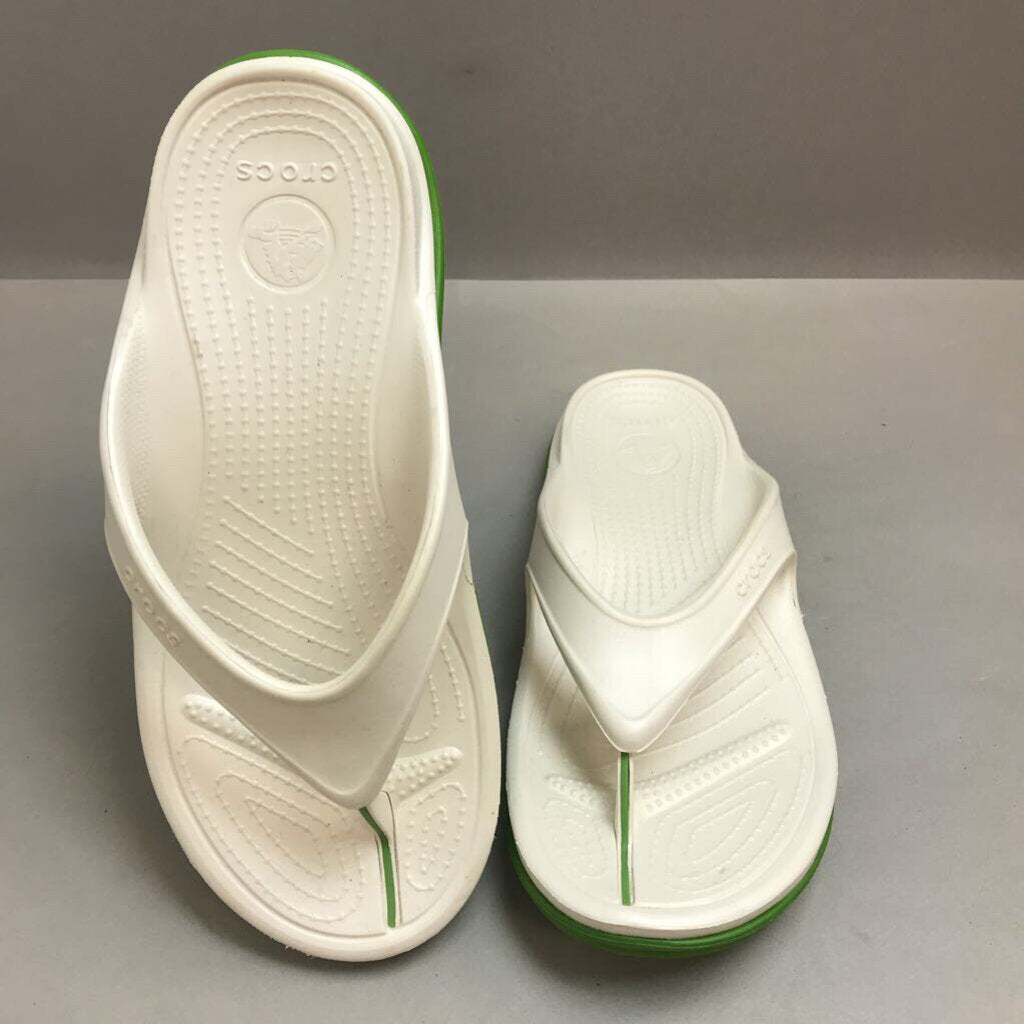 White & Green Crocs USA Mens 9 Womens 11