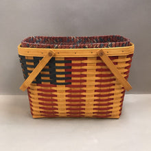 Load image into Gallery viewer, Longaberger 25th Anniversary Flag Basket w/ Liner, Protector (1998) (~11x16x8.5)
