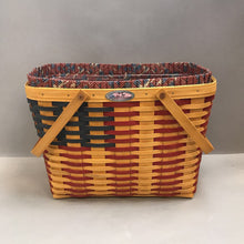 Load image into Gallery viewer, Longaberger 25th Anniversary Flag Basket w/ Liner, Protector (1998) (~11x16x8.5)
