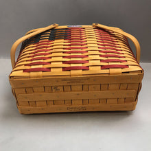 Load image into Gallery viewer, Longaberger 25th Anniversary Flag Basket w/ Liner, Protector (1998) (~11x16x8.5)
