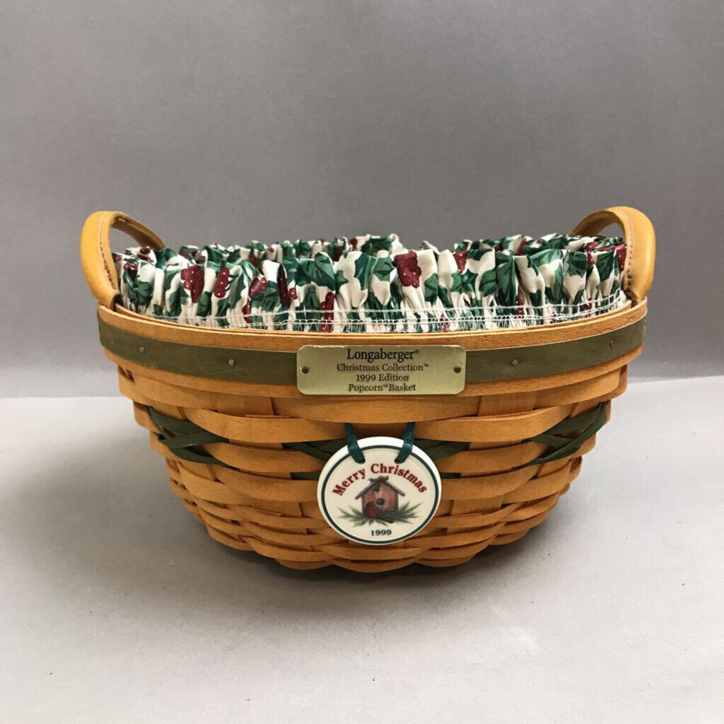 Longaberger Christmas Collection Popcorn Basket (1999) (~5x10.5x10.5)