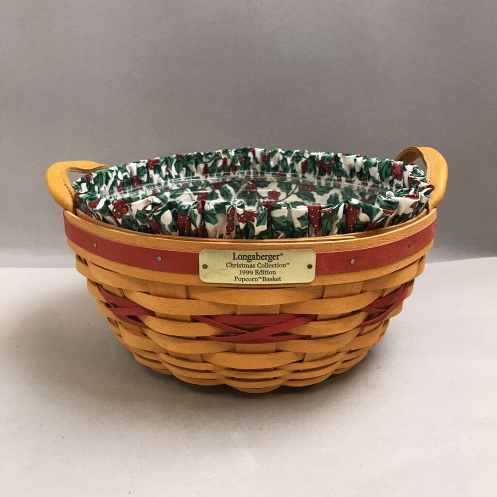 Longaberger Christmas Collection Popcorn Basket (1999) (~5x10.5x10.5)
