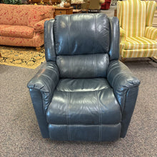 Load image into Gallery viewer, Home Stretch Blue Leather Recliner (40x36x40)
