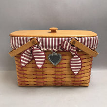 Load image into Gallery viewer, Longaberger Cherished Memories Sweetheart Basket, Red Accents #17531; Signed Jeff Longaberger (1998) (9x14x6.5)
