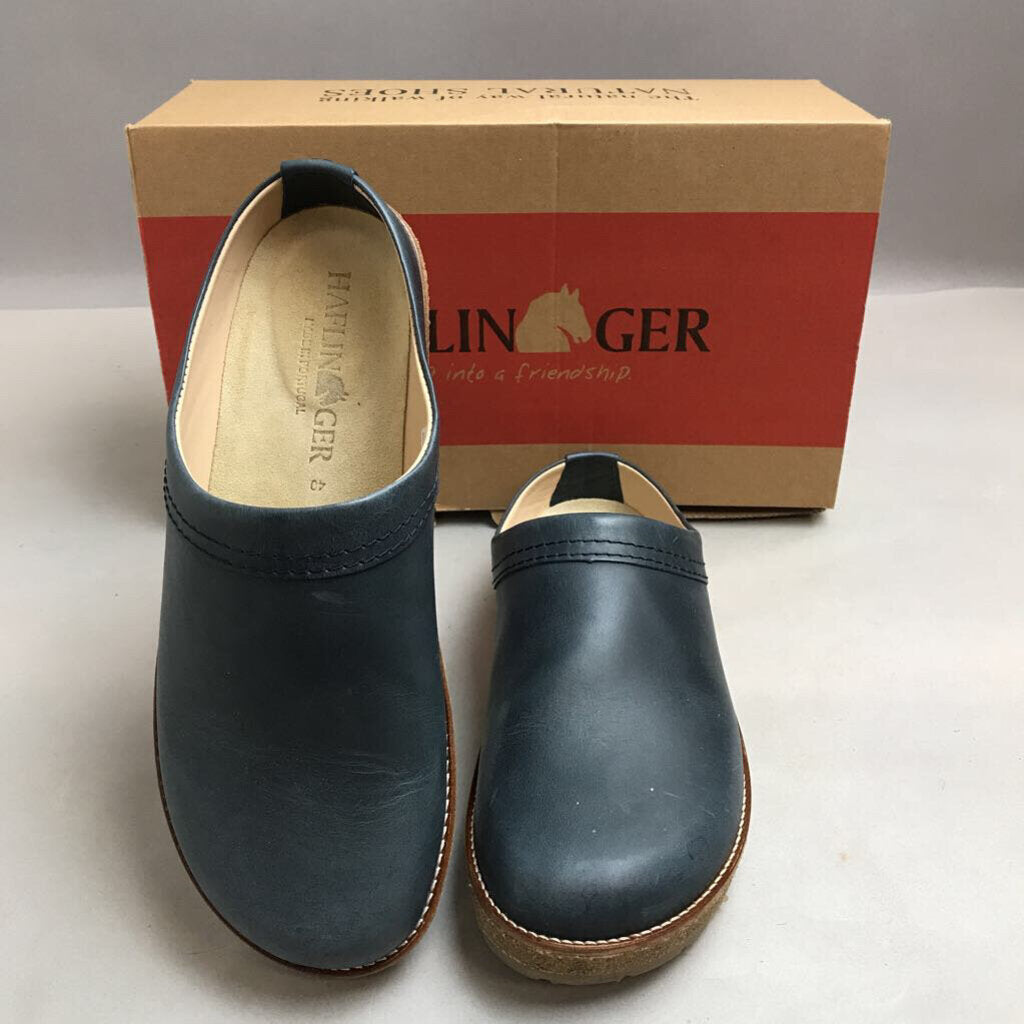 New Haflinger Blue Leather Clog Cork Sole (9.5)