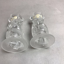 Load image into Gallery viewer, Lead Crystal Clear/Frosted Swan Taper Candlestick Holders Partylite USA (4&quot;)
