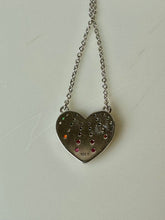 Load image into Gallery viewer, Sterling Rainbow Crystal Heart Necklace (17")
