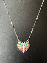 Load image into Gallery viewer, Sterling Rainbow Crystal Heart Necklace (17&quot;)
