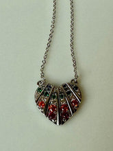 Load image into Gallery viewer, Sterling Rainbow Crystal Heart Necklace (17")
