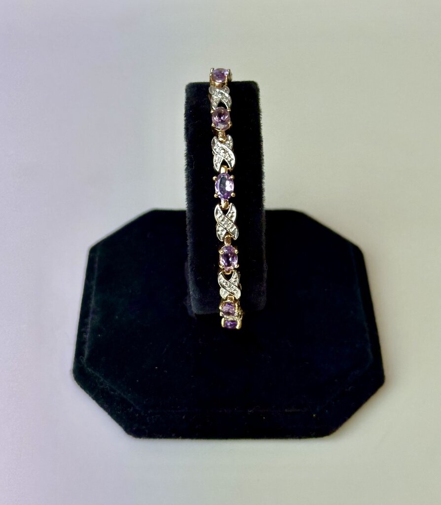 Gold Vermeil Sterling Amethyst XO Link Tennis Bracelet (7.5