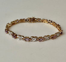Load image into Gallery viewer, Gold Vermeil Sterling Amethyst XO Link Tennis Bracelet (7.5&quot;)
