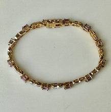 Load image into Gallery viewer, Gold Vermeil Sterling Amethyst XO Link Tennis Bracelet (7.5&quot;)
