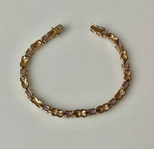 Load image into Gallery viewer, Gold Vermeil Sterling Amethyst XO Link Tennis Bracelet (7.5&quot;)
