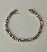 Load image into Gallery viewer, Gold Vermeil Sterling Amethyst XO Link Tennis Bracelet (7.5")
