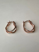 Load image into Gallery viewer, Rose Gold Plated Sterling Cubic Zirconia Infinity Hoop Earrings (1&quot;)

