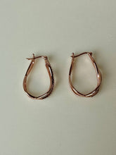 Load image into Gallery viewer, Rose Gold Plated Sterling Cubic Zirconia Infinity Hoop Earrings (1&quot;)
