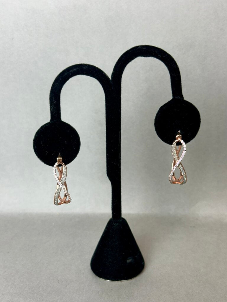 Rose Gold Plated Sterling Cubic Zirconia Infinity Hoop Earrings (1