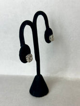 Load image into Gallery viewer, Sterling Diamond Pave 1/4&quot; Square Stud Earrings
