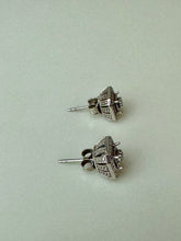 Load image into Gallery viewer, Sterling Diamond Pave 1/4&quot; Square Stud Earrings

