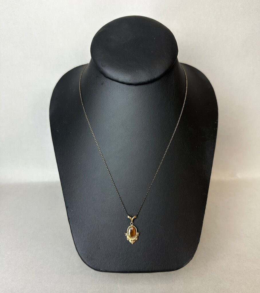 Vintage 12K Gold Filled Tigers Eye Necklace (18