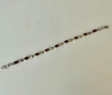 Load image into Gallery viewer, Platinum over Sterling Garnet Flower Link Bracelet (7.5&quot;)
