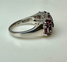Load image into Gallery viewer, Sterling Pink Tourmaline Cluster Ring sz 9
