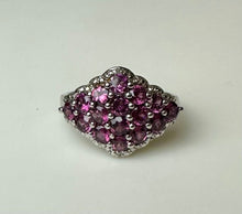 Load image into Gallery viewer, Sterling Pink Tourmaline Cluster Ring sz 10
