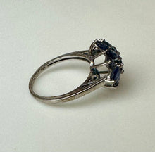Load image into Gallery viewer, Sterling Sapphire Cluster Ring sz 10
