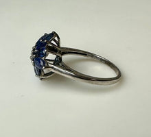 Load image into Gallery viewer, Sterling Sapphire Cluster Ring sz 10
