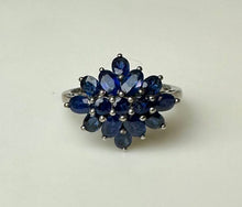 Load image into Gallery viewer, Sterling Sapphire Cluster Ring sz 10
