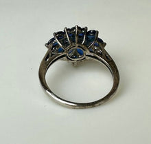 Load image into Gallery viewer, Sterling Sapphire Cluster Ring sz 10
