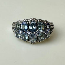 Load image into Gallery viewer, Sterling Periwinkle Tanzanite Cluster Ring sz 10

