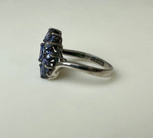Load image into Gallery viewer, Sterling Tanzanite Cluster Ring sz 6.5
