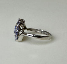 Load image into Gallery viewer, Sterling Tanzanite Cluster Ring sz 9
