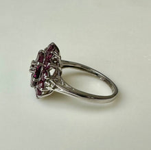 Load image into Gallery viewer, Sterling Pink Tourmaline Flower Cluster Ring sz 8.5
