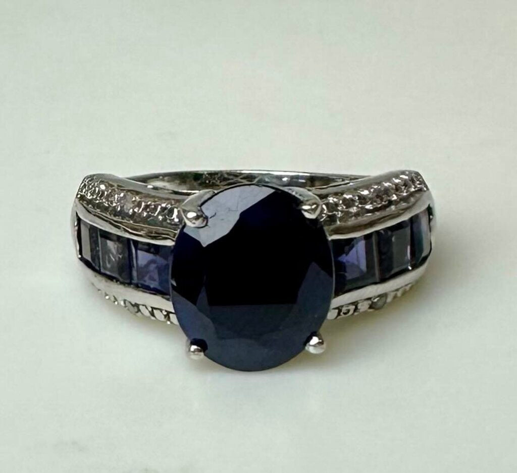 Sterling Sapphire Iolite Ring sz 9
