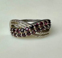 Load image into Gallery viewer, Sterling Garnet Twist Ring sz 10
