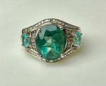 Load image into Gallery viewer, Sterling Emerald Cubic Zirconia Ring sz 8
