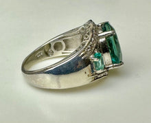 Load image into Gallery viewer, Sterling Emerald Cubic Zirconia Ring sz 8
