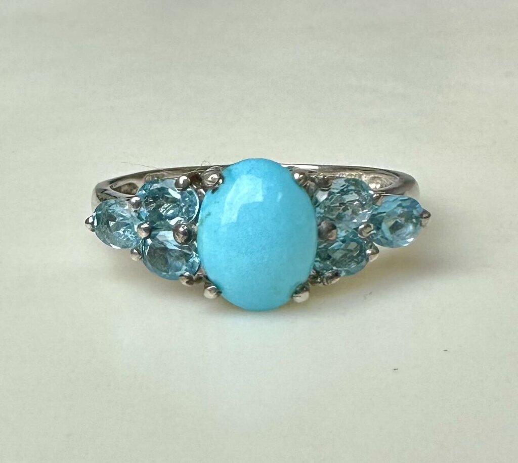 Sterling Sleeping Beauty Turquoise Topaz Ring sz 9.5