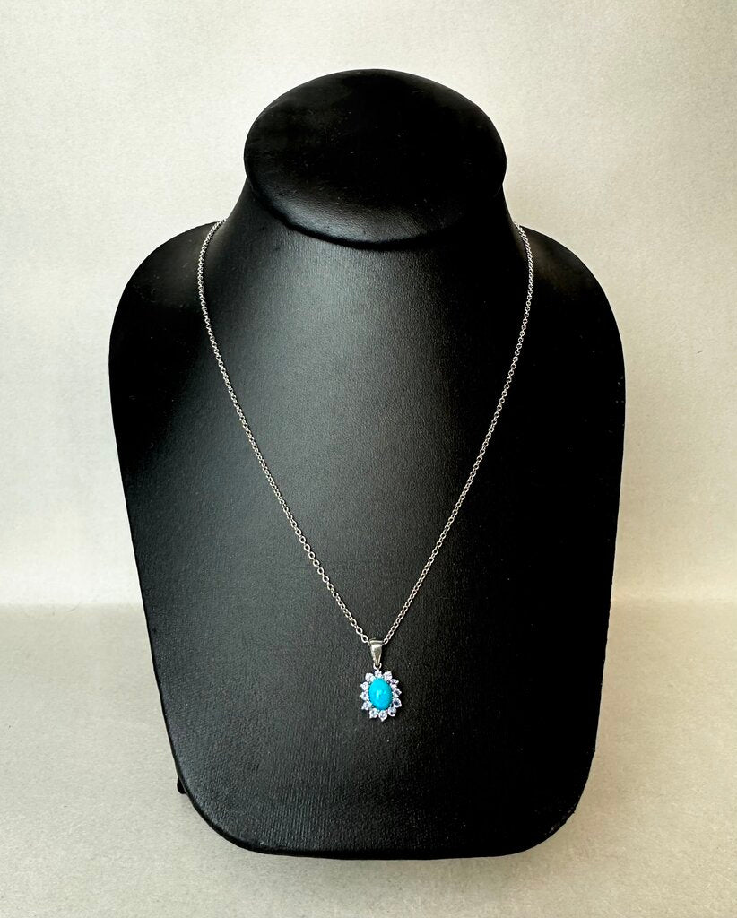 Sterling Sleeping Beauty Turquoise Tanzanite Pendant on 20