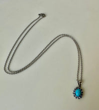 Load image into Gallery viewer, Sterling Sleeping Beauty Turquoise Tanzanite Pendant on 20&quot; Chain
