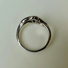Load image into Gallery viewer, Sterling Two-tone Wave Ring with Diamond Accents sz 9
