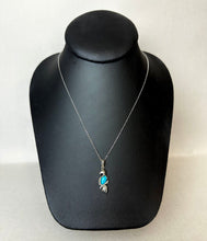 Load image into Gallery viewer, Sterling Sleeping Beauty Turquoise Bird Pendant on 19&quot; Chain

