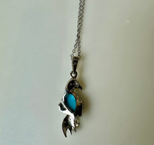 Load image into Gallery viewer, Sterling Sleeping Beauty Turquoise Bird Pendant on 19&quot; Chain
