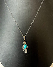 Load image into Gallery viewer, Sterling Sleeping Beauty Turquoise Bird Pendant on 19" Chain
